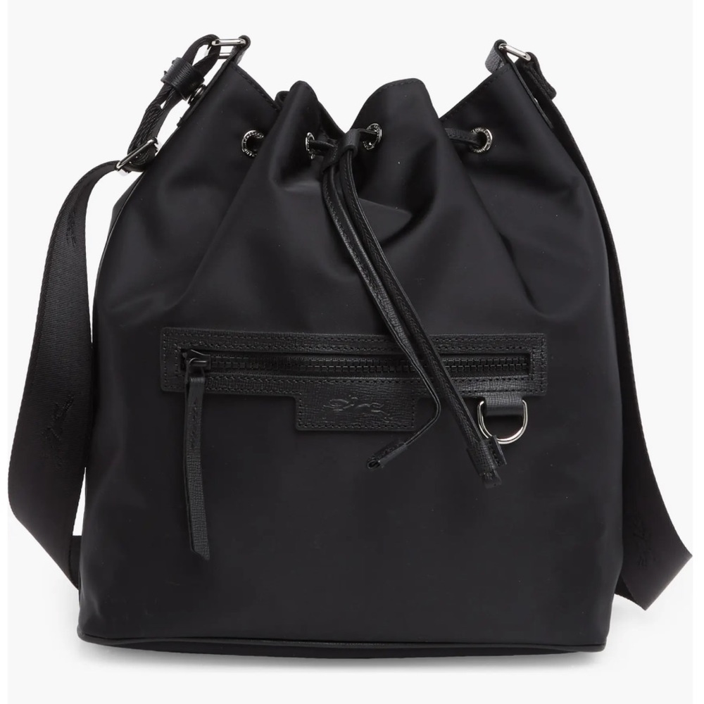 Longchamp Black Nylon Drawstring Shoulder Bag